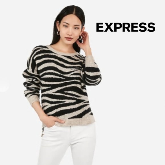 EXPRESS Zebra Strip Sweater - Picture 1 of 13